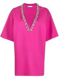 AREA V-neck crystal-embellished T-shirt Dress - at Farfetch