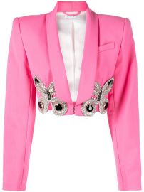 AREA butterfly-embroidered Cropped Blazer - at Farfetch