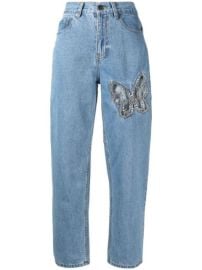 AREA butterfly-patch Cropped Jeans - at Farfetch