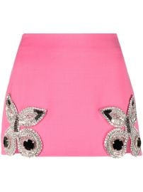 AREA crystal-embellished Butterfly Mini Skirt Pink at Farfetch