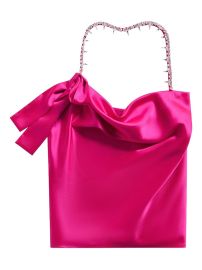 AREA crystal-embellished Satin Halterneck Top Pink at Farfetch