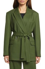 ARGENT Belted Stretch Wool Blazer at Nordstrom