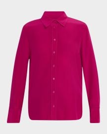 ARGENT Button-Down Double Silk Georgette Blouse at Neiman Marcus