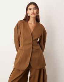 ARRANGE twill sculpted blazer in brown - part of a set at ASOS