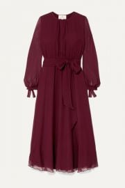 ARoss Girl x Soler - Amanda belted silk-georgette midi dress at Net A Porter