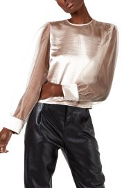 AS by DF Janessa Organza-Sleeve Satin Top at Neiman Marcus