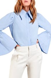 AS by DF Marin Bell Sleeve Blouse in Spring Blue Size Small at Nordstrom