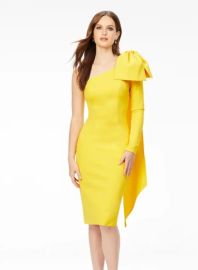 ASHLEYlauren - One Shoulder Scuba Cocktail Dress with Bow Detail ASHLEYlauren at Ashley Lauren