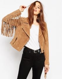 ASOS  ASOS Biker Jacket In Suede With Fringing at Asos