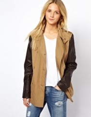 ASOS  ASOS Casual Leather Look Sleeve Trench at Asos