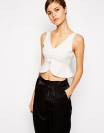 ASOS  ASOS Crop Top with Frill Hem and V Neck at Asos