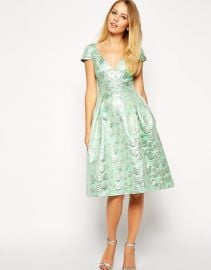 ASOS  ASOS Deep Plunge Metallic Prom Dress at Asos