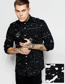 ASOS  ASOS Denim Shirt In Paint Splatter With Long Sleeves at Asos