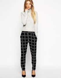 ASOS  ASOS Jersey Peg Trousers In Grid Check at Asos