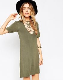 ASOS  ASOS Lace Up A-line Dress In Knit at Asos