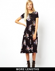 ASOS  ASOS Midi Skater Dress In Vintage Tapestry Floral at Asos