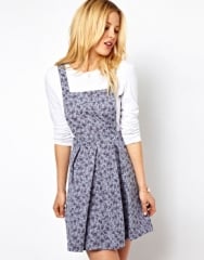 ASOS  ASOS Pinafore Dress In Denim Look Floral at Asos