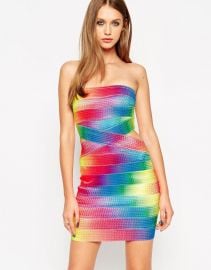 ASOS  ASOS SCULPT Premium Bandage Festival Rainbow Bandage Dress at Asos