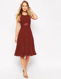 ASOS  ASOS Sheer And Solid Pleated Midi Dress at Asos