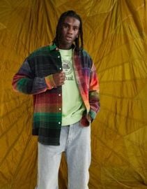 ASOS 90s oversized shirt in rainbow check at ASOS