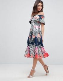 ASOS Bardot Ergonomic Floral Midi Prom Dress at asos com at Asos