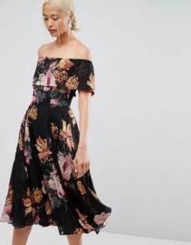 ASOS Bardot Midi Dress in Floral Print at asos com at Asos