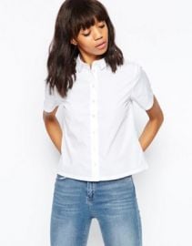 ASOS Boxy White Shirt with Short Sleeve at asos com at Asos