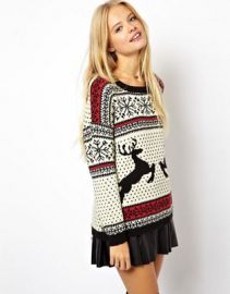 ASOS Christmas Sweater in Reindeer Fairisle at asos com at Asos