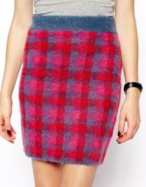 ASOS Co-ord Knitted Skirt In Brushed Check at Asos