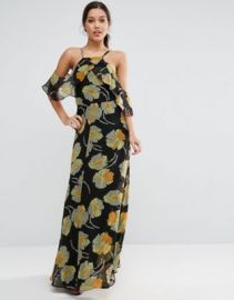 ASOS Cold Shoulder Floral Cami Maxi Dress at asos com at Asos