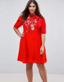 ASOS Curve Chinoiserie Embroidered Mini Dress at Asos