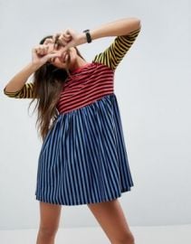 ASOS Cut About Stripe Mini Smock Dress at asos com at Asos