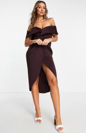 ASOS DESIGN Off the Shoulder Midi Dress at Nordstrom
