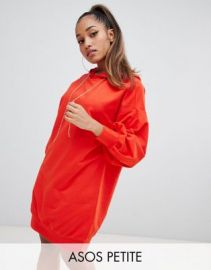 ASOS DESIGN Petite hoodie sweat dress with rhinestone puller   ASOS at Asos