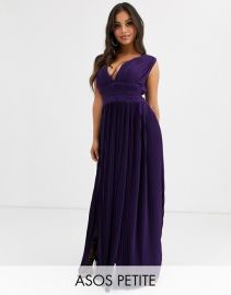 ASOS DESIGN Petite premium lace insert pleated maxi dress at Asos