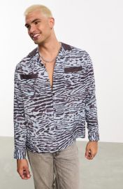 ASOS DESIGN Relaxed Fit Animal Print Button-Up Shirt at Nordstrom