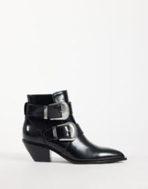 ASOS DESIGN Ruben boho buckle heeled ankle boots in black | ASOS at ASOS