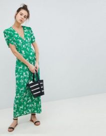 ASOS DESIGN button through maxi tea dress in floral at asos com at Asos