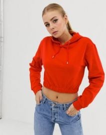 ASOS DESIGN crop hoodie with clean hem in red   ASOS at Asos