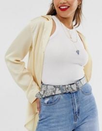 ASOS DESIGN leather snake print jeans belt with silver buckle   ASOS at Asos