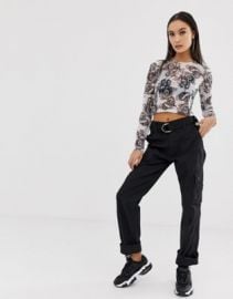 ASOS DESIGN long sleeve mesh top in dragon print   ASOS at Asos