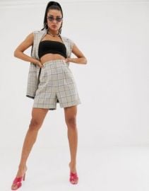 ASOS DESIGN mom suit shorts in check   ASOS at Asos