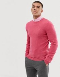 ASOS DESIGN muscle fit merino wool sweater in pink   ASOS at Asos