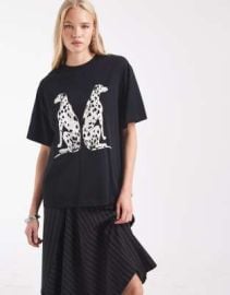 ASOS DESIGN oversized T-shirt with Dalmatian graphic in black | ASOS at ASOS