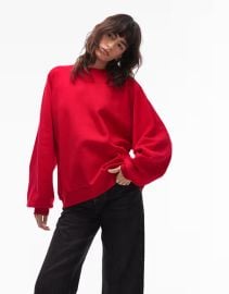 ASOS DESIGN oversized sweatshirt with balloon sleeves in brown at ASOS