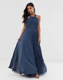 ASOS DESIGN pleated bodice halter maxi dress at ASOS