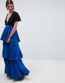 ASOS DESIGN premium tiered pleated Maxi Skirt ASOS at ASOS