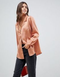 ASOS DESIGN relaxed satin long sleeve shirt   ASOS at Asos