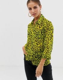 yellow leopard print blouse