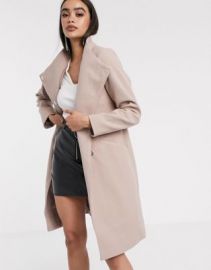 ASOS DESIGN smart coat with wrap front detail in pink   ASOS at Asos